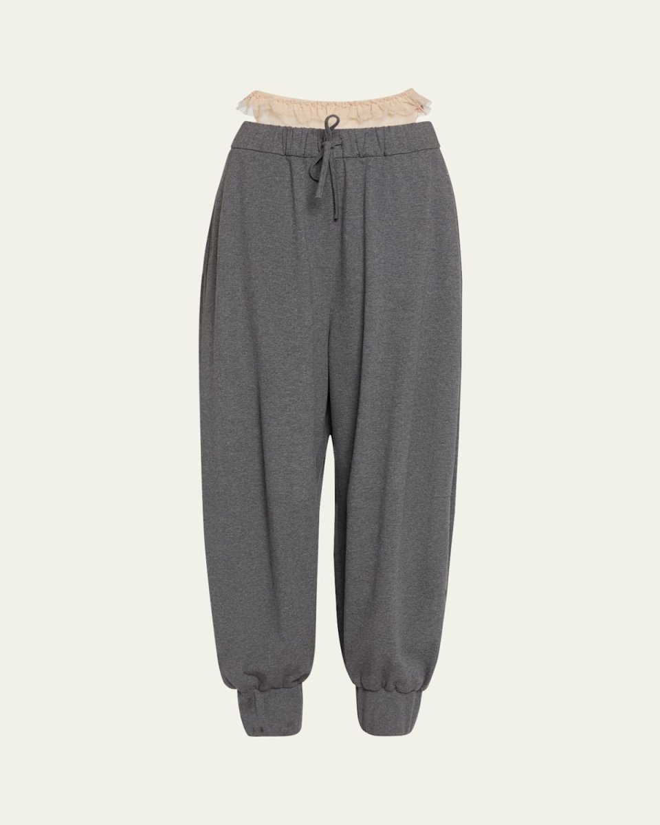 Exposed Frilly Brief Drawstring Joggers